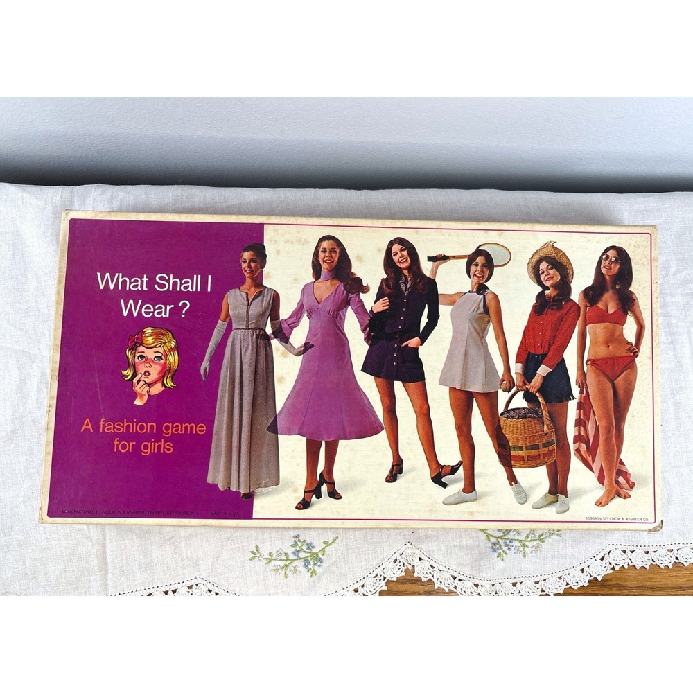 Vintage 1969 Selchow & Righter What Shall I Wear Fashion Board Game Complete